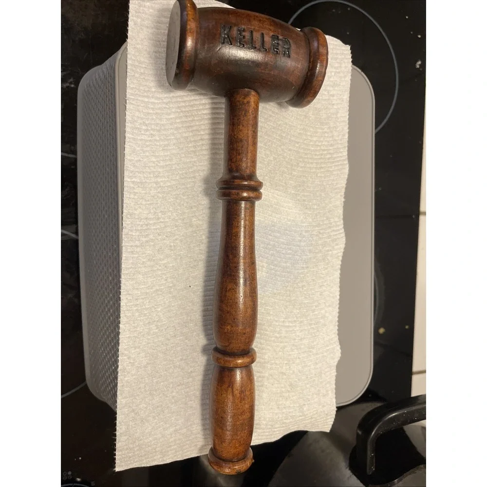 Vintage Cherry Wooden Gavel Wood Judge Auctioneer Mallet 10'' Hammer Keller